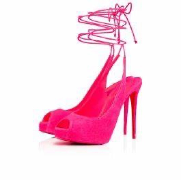 Brand new Christian Louboutin Lace up NVP 120 Veau Velours in pink suede - Picture 1 of 8